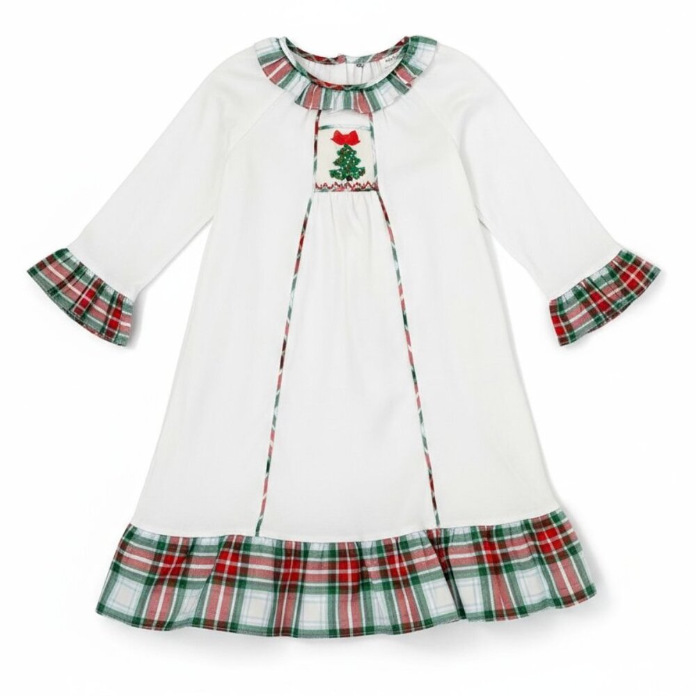 Castles & Crown Girls Kids Holiday Christmas Dress Size 5Y White Ruffle Plaid